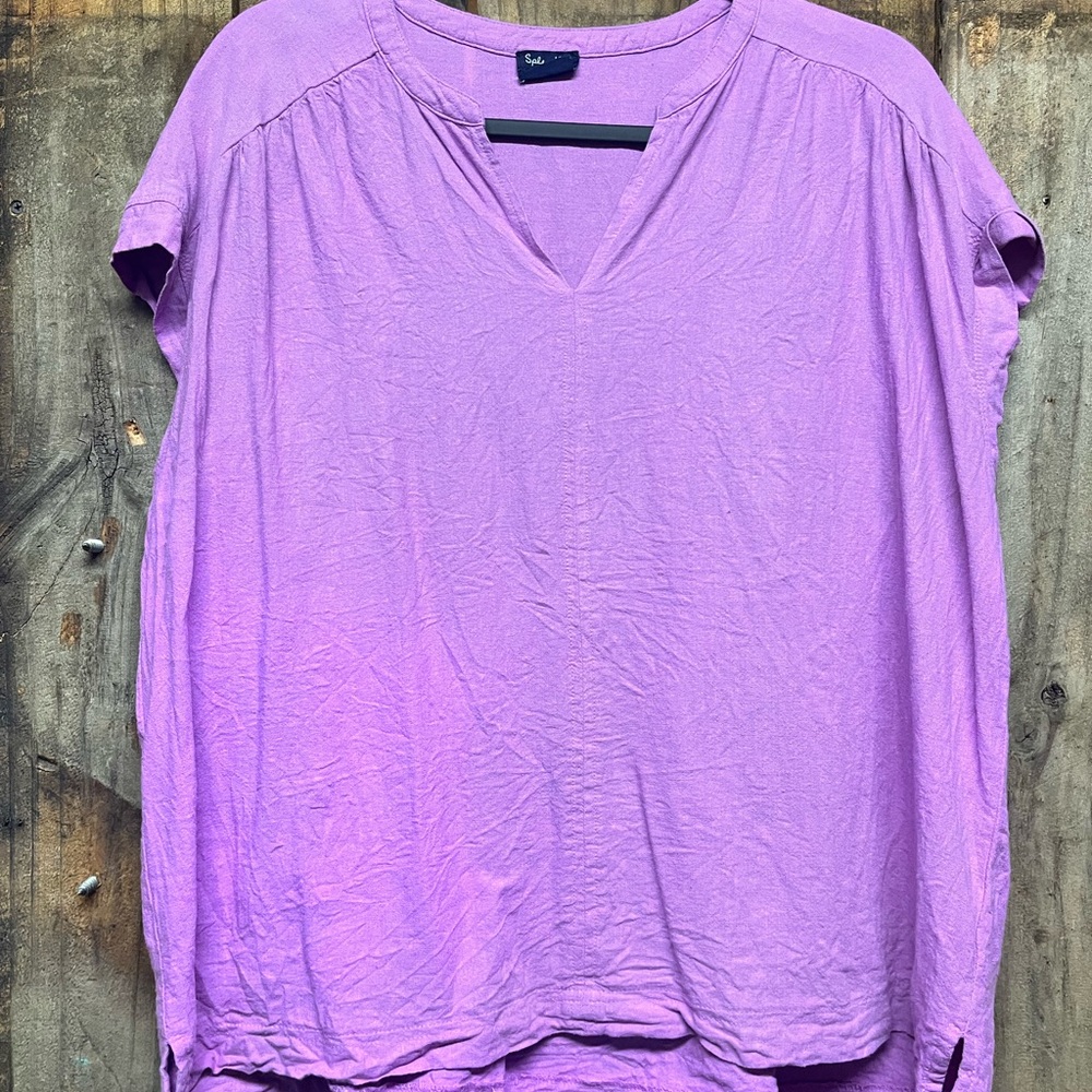 Splendid Lavender V-Neck Short Sleeve Tunic